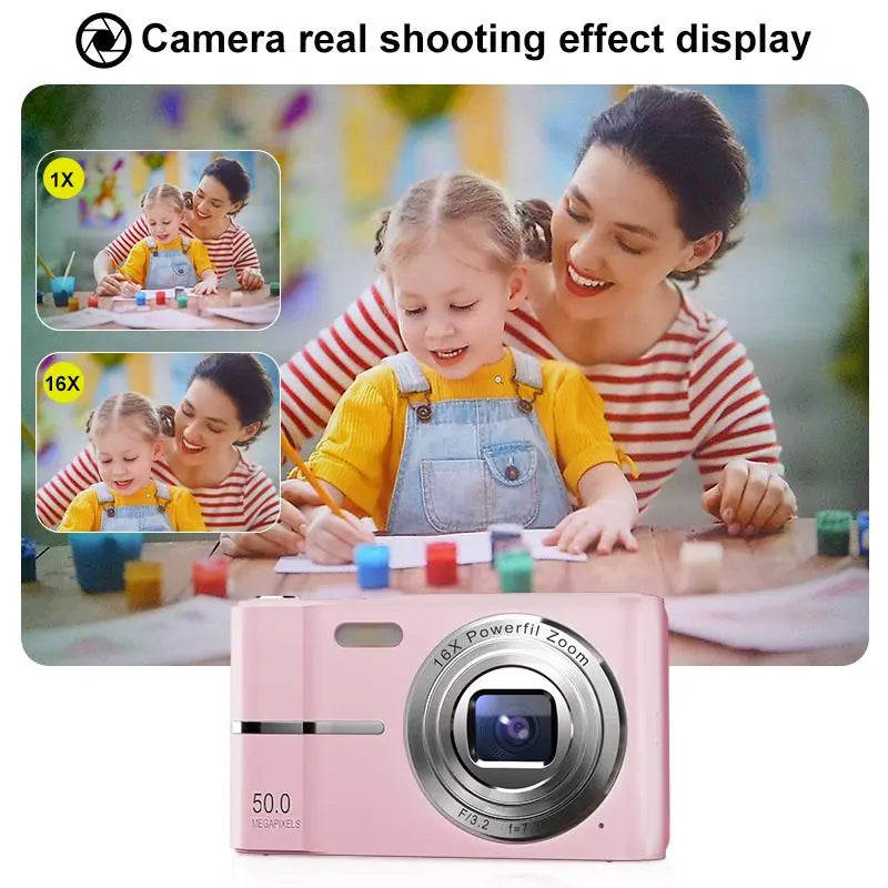 FHD 1080P Digital Camera with SD Card, 16X Digital Zoom, Portable Mini Point-And-Shoot Pocket Camera for Teens and Students, Gift Idea, Tech Gadgets #GLOBAL PICKS