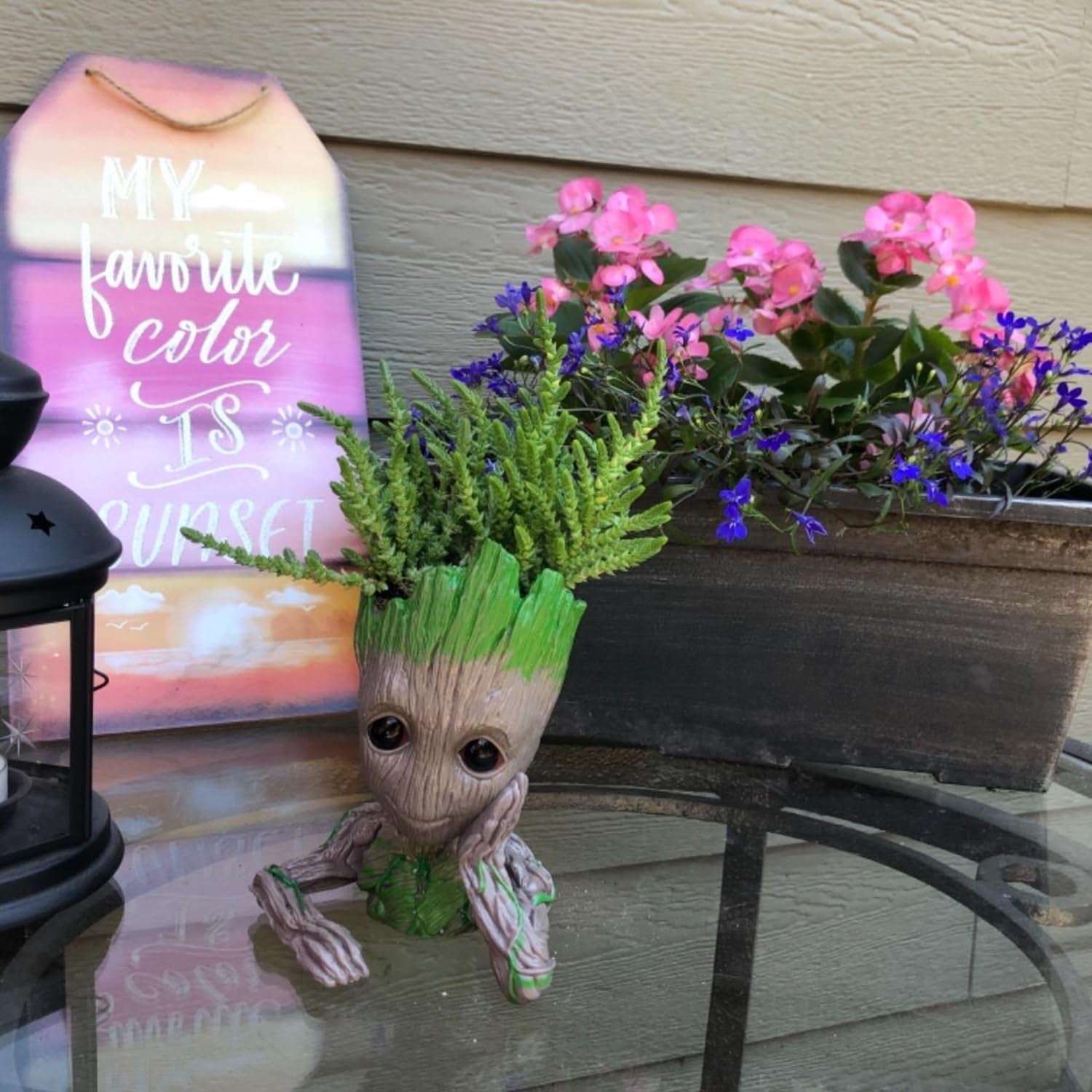 Baby Groot Pens Holder or Groot Planter Pot Perfect for Tiny Succulents 6" | Cute Desk Decor or Flower Planter Pot with Drainage Hole,Decorate Baby Groot'S Hair Style by Your Own Imagination