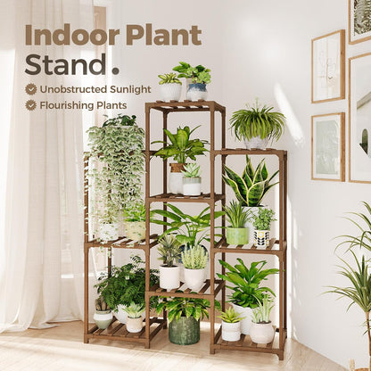 Plant Stand Indoor Plants Shelf Outdoor Wood Plant Rack | for 4 Tiers Large Flower Stand for Multiple Plants Ladder Plant Holder for Living Room Boho Home and Gardening