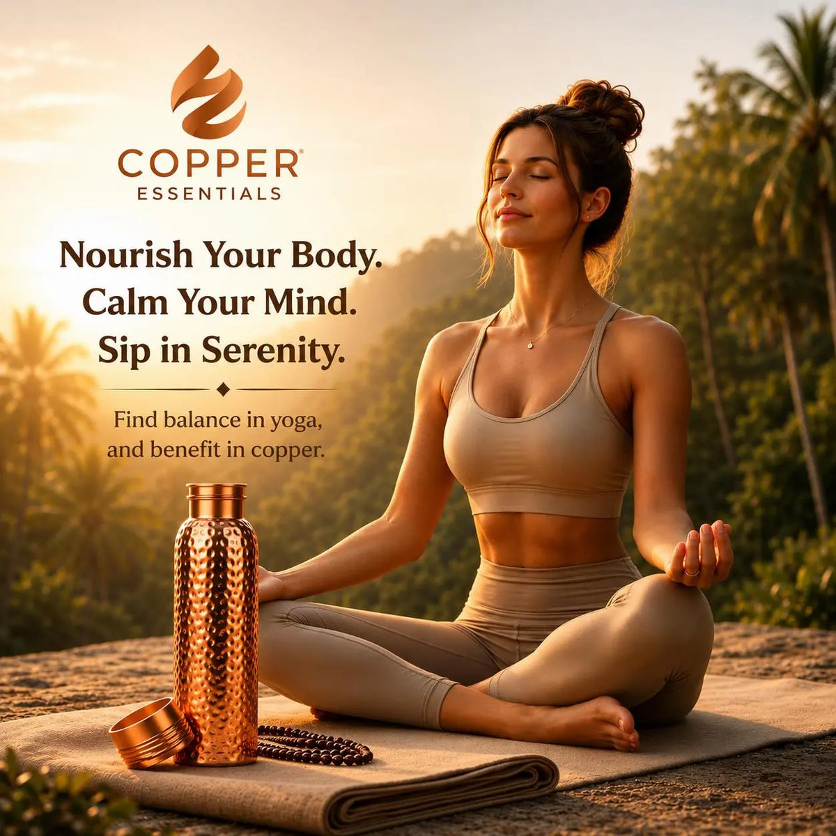 Copper 32Oz Water Bottle - 100% Pure Copper, Heavy-Duty, Leak-Proof, Cleaning Brush Included, Ideal for Drinkware - Tumbler
