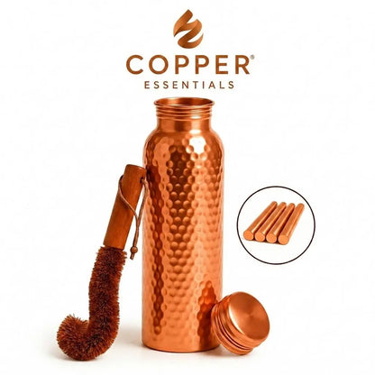 Copper 32Oz Water Bottle - 100% Pure Copper, Heavy-Duty, Leak-Proof, Cleaning Brush Included, Ideal for Drinkware - Tumbler