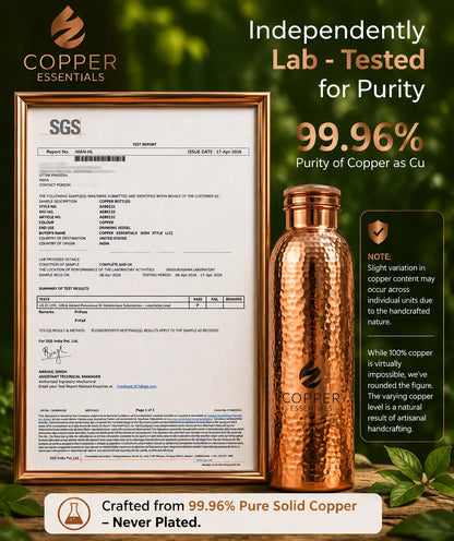Copper 32Oz Water Bottle - 100% Pure Copper, Heavy-Duty, Leak-Proof, Cleaning Brush Included, Ideal for Drinkware - Tumbler