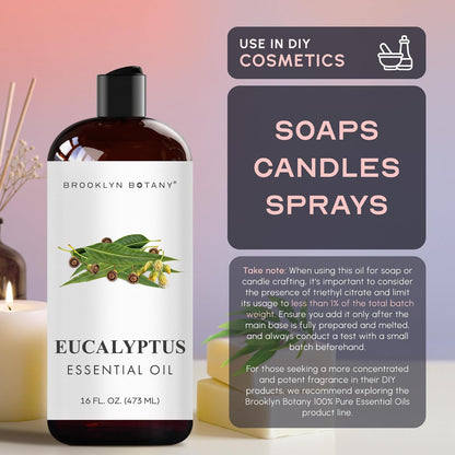 Eucalyptus Essential Oil - Huge 16 Fl Oz - for Candle Making, Soap Making, Diffusers, and Aromatherapy