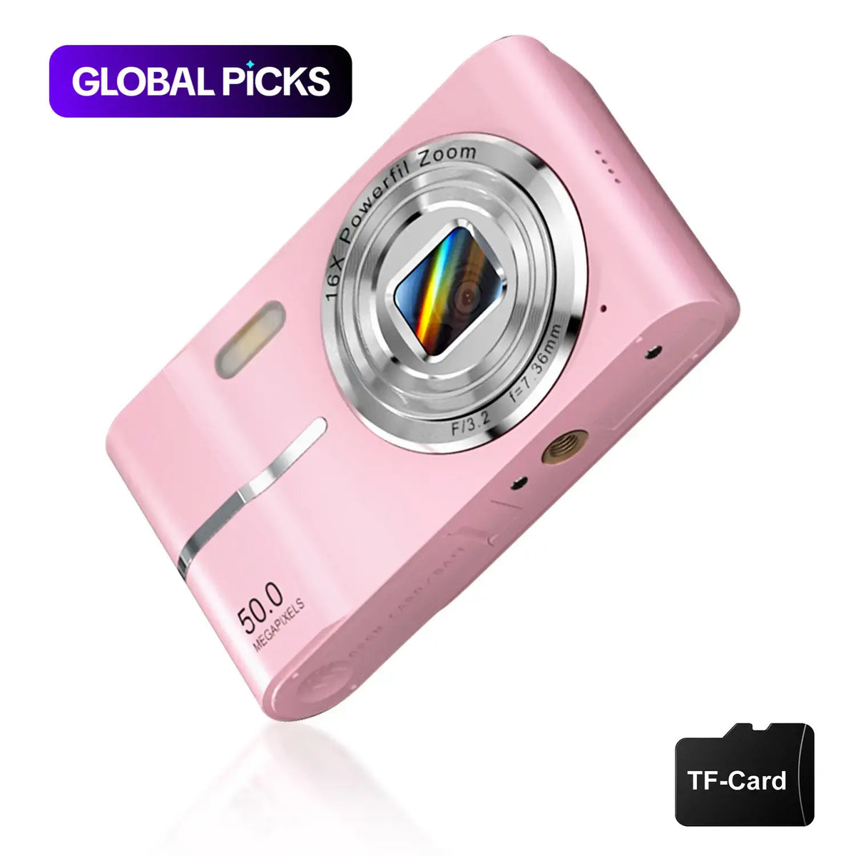 FHD 1080P Digital Camera with SD Card, 16X Digital Zoom, Portable Mini Point-And-Shoot Pocket Camera for Teens and Students, Gift Idea, Tech Gadgets #GLOBAL PICKS