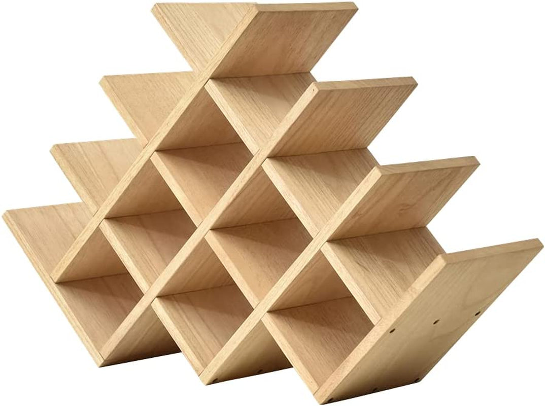 Wood Wine Rack, 13-Bottle 4-Tier Countertop Holder, Natural, 4-NA | 22.28 X 5.9 X 13.9 In, Freestanding Wooden Rack Stores 13 Wine Bottles for Counters, Cabinets, Pantry Shelves, and Home Bars